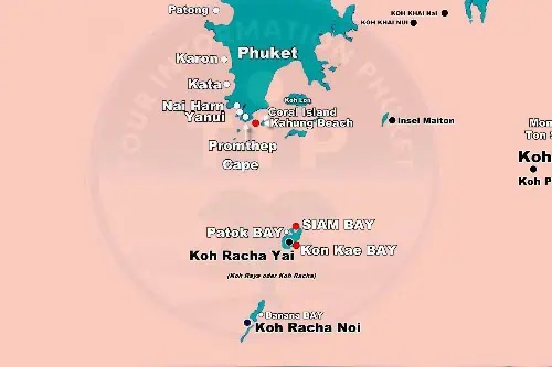 A detailed map showcasing Thailand’s islands, including Coral Island, with clear geographical distribution and proximity.