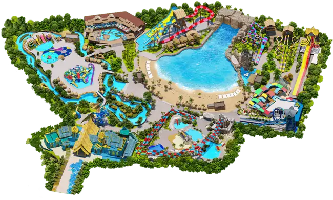 Children playing in a wave pool at Andamantra Water Park in Phuket.