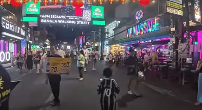 Crowds on Bangla Road in Patong at night.