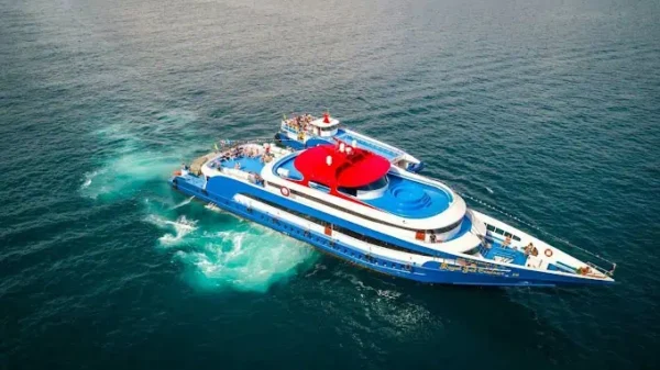 Sleek white ferry to Railay Beach daily transfer Phuket