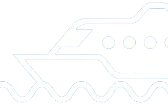 A simple line drawing depicting a boat riding on a wave, illustrating a serene maritime scene ferry services from Phuket.