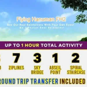 Flyer promoting the FH2 Zipline Adventure, featuring thrilling zipline imagery and essential details for participants.