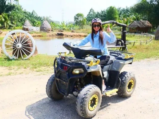 One-hour ATV ride through muddy tracks and forest terrain in Program B.