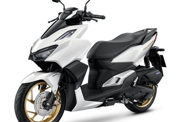 A Honda Click 160, motorcycle in white, showcasing its sleek design and modern features.